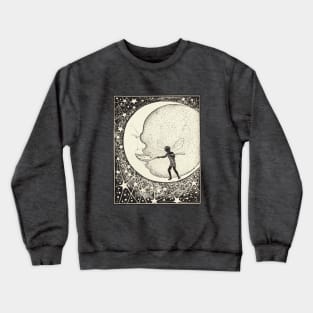 Fairy feeding the crescent moon, so it can grow full Crewneck Sweatshirt